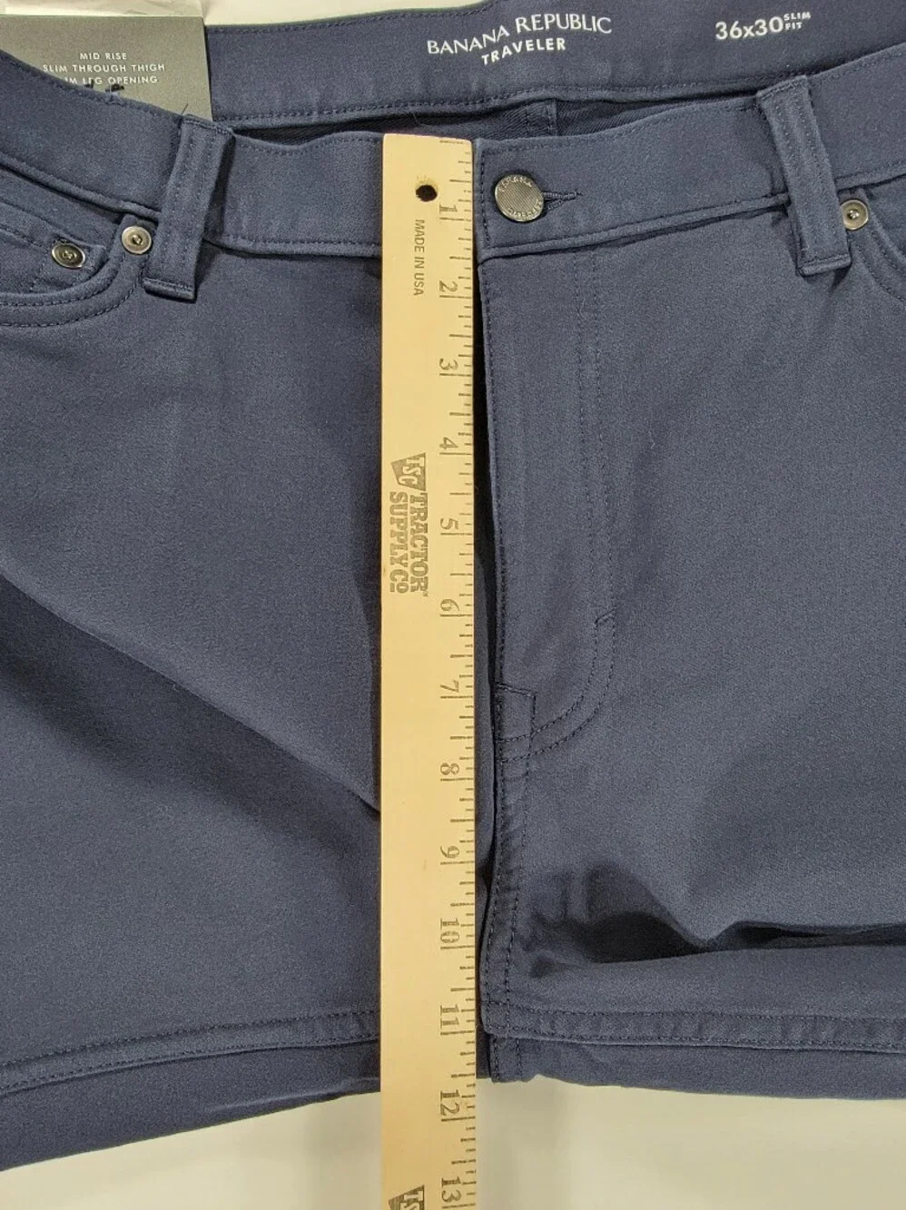 NEW Banana Republic Slim Fit Cotton Traveler Pant Stetch Navy Blue 36x30